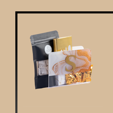 Gold Dust/Clear Lucite Napkin Holder Mishloach Manos