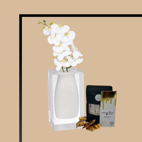 Block Vase with Orchid Mishloach Manos