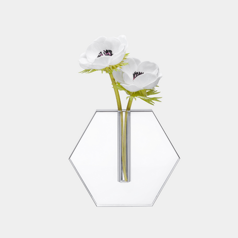 Lucite Hexagon Vase with Anemones Mishloach Manos