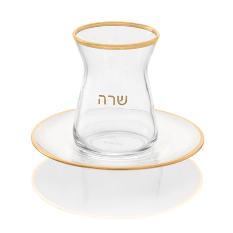 Personalized Glass Cup & Saucer 6 pk 5 oz